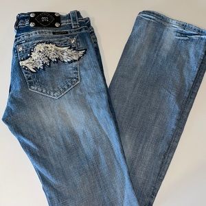 Miss Me Bootcut Jeans Embroidered Angel Wings 29